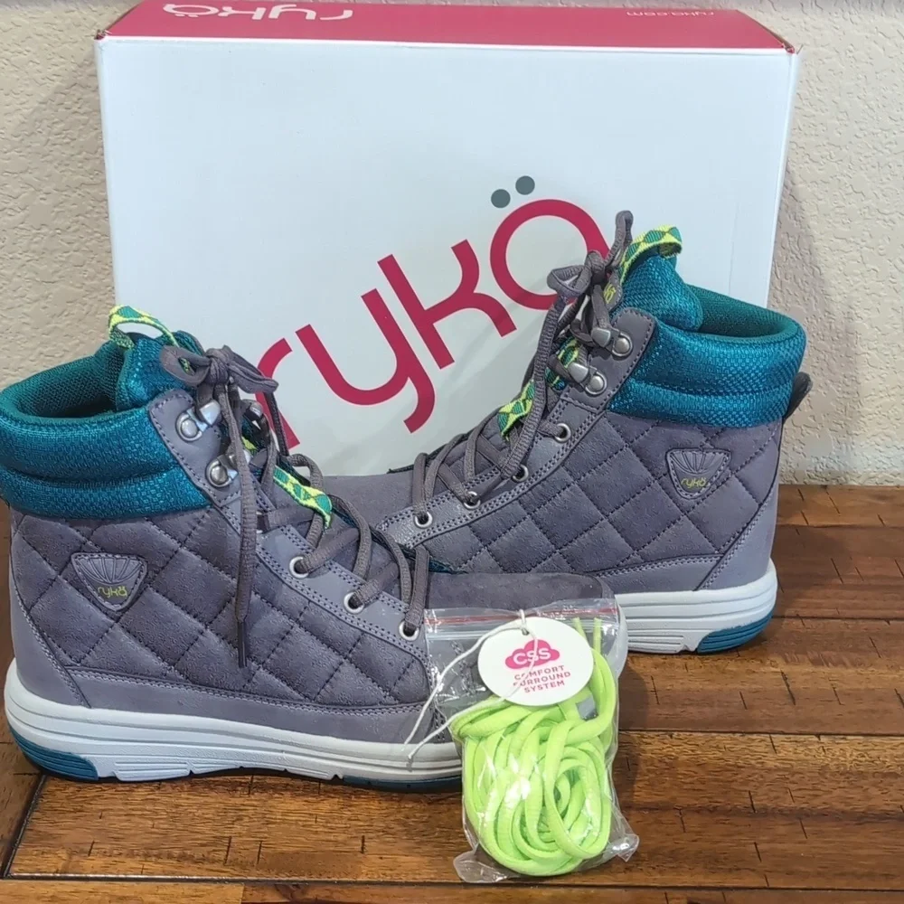 NIB Ryka Aurora Womens Boots High Top Sneakers Shoes Gray Teal Green Size 7 M